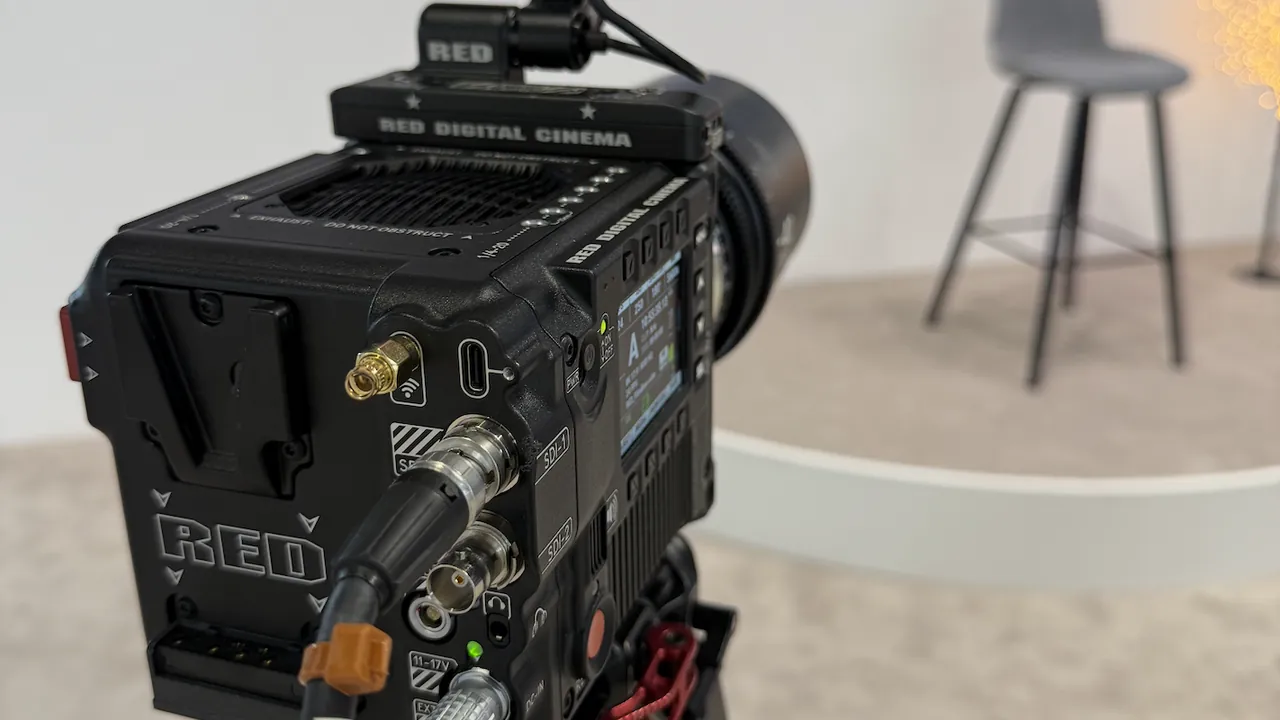 Cinema camera set up for an interview on set